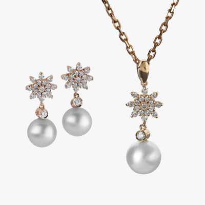Lilith Pearl and Diamond Jewelry Half Set